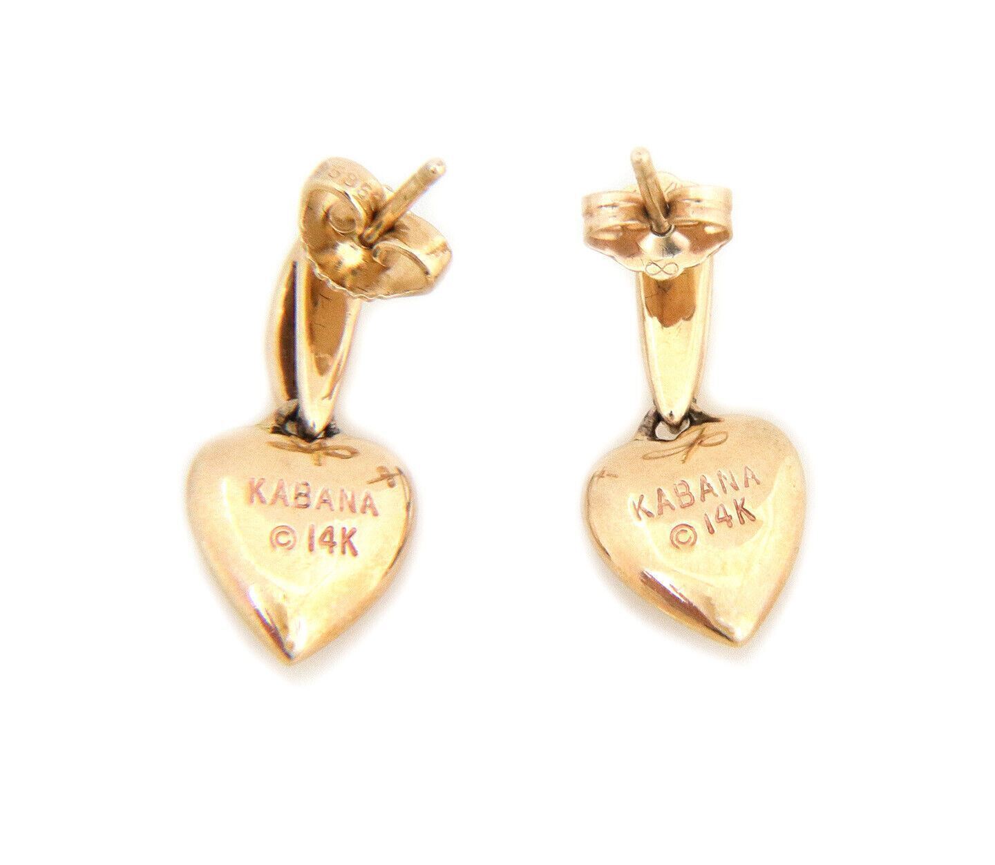 Kabana 14k Yellow Gold Diamond Spiny Oyster Shell Heart Dangle Earrings