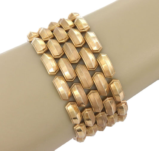 Five Row 14k Yellow Gold Bar Link Bracelet