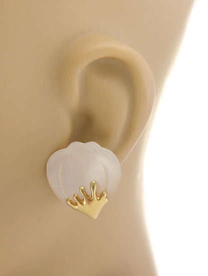 Tiffany & Co. Mother Of Pearl 18k Yellow Gold Lotus Leaf Earrings