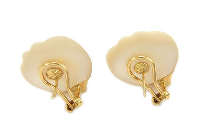 Tiffany & Co. Mother Of Pearl 18k Yellow Gold Lotus Leaf Earrings