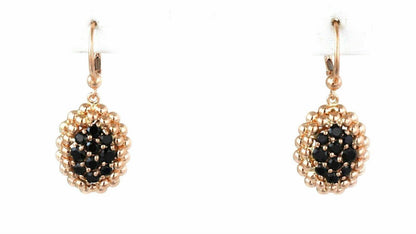 Pasquale Bruni Black Quartz 18k Rose Gold Oval Beaded Dangle Earrings