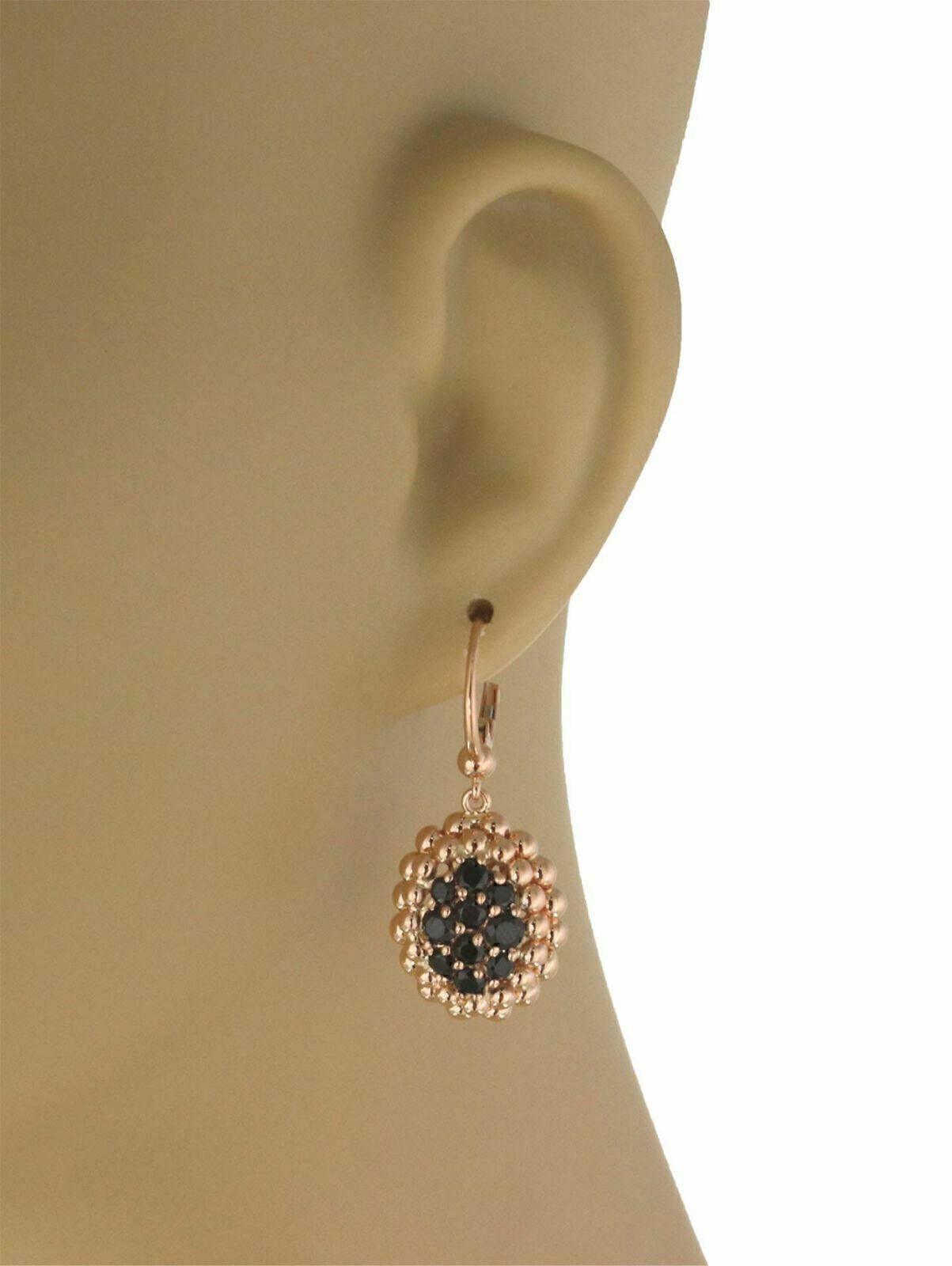 Pasquale Bruni Black Quartz 18k Rose Gold Oval Beaded Dangle Earrings