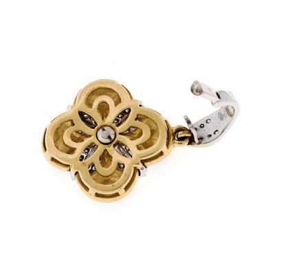 H. Stern 18k Two Tone  Diamond Blue Enamel Gold Flower Charm Pendant