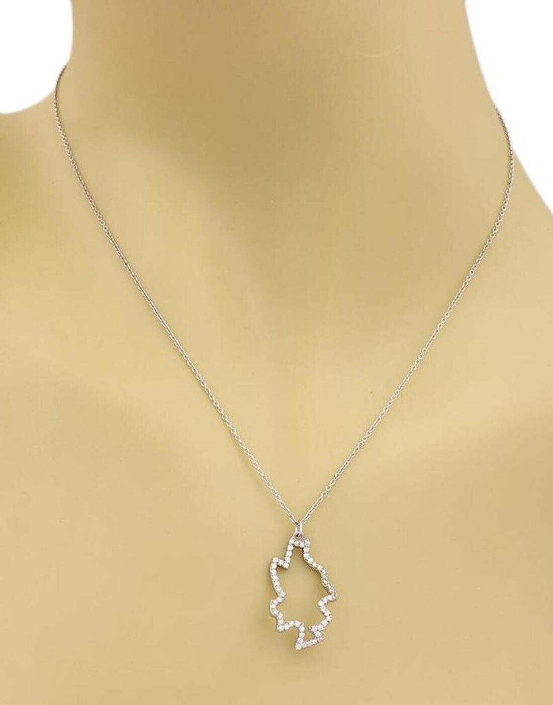 Tiffany & Co. Frank Gehry Diamond Leaf 18k White Gold Pendant Necklace