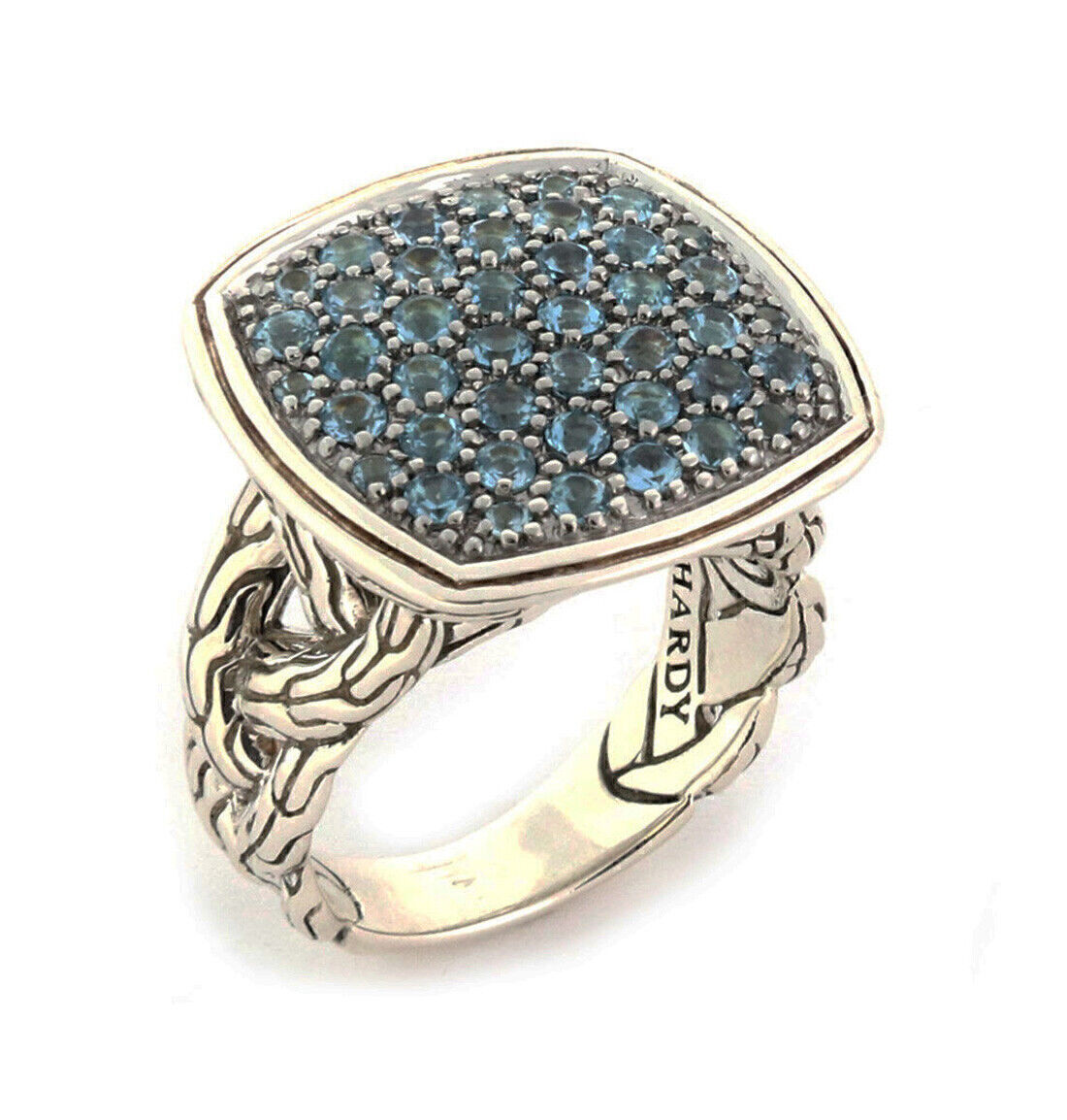 John Hardy Classic Chain Blue Topaz Sterling Silver Ring - Size 7