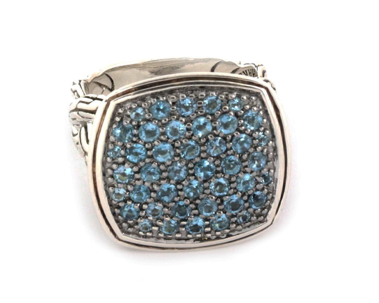 John Hardy Classic Chain Blue Topaz Sterling Silver Ring - Size 7