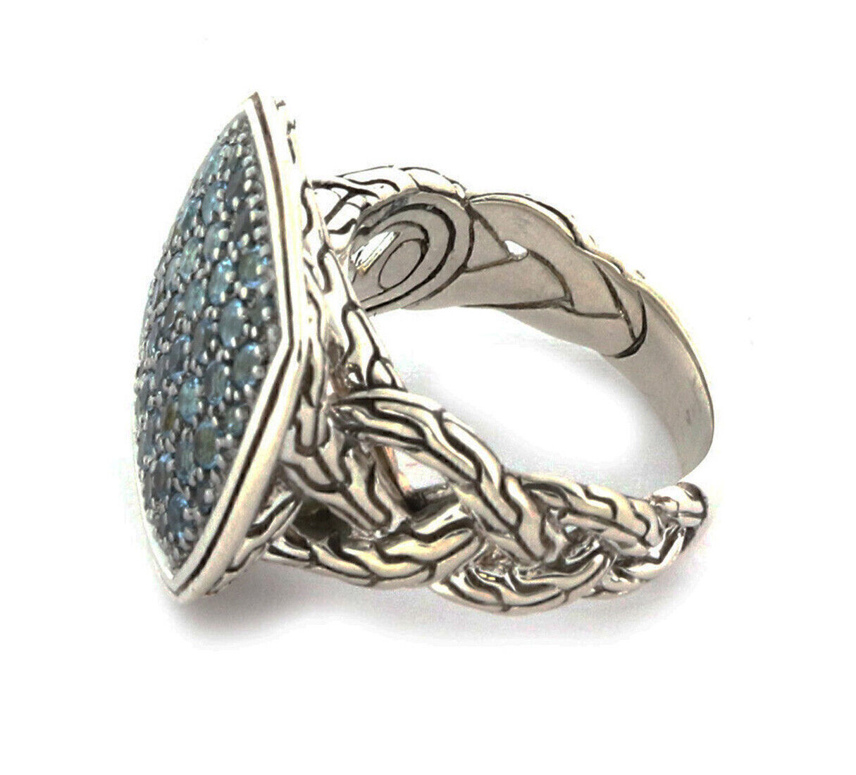 John Hardy Classic Chain Blue Topaz Sterling Silver Ring - Size 7