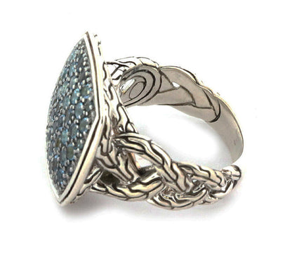 John Hardy Classic Chain Blue Topaz Sterling Silver Ring - Size 7
