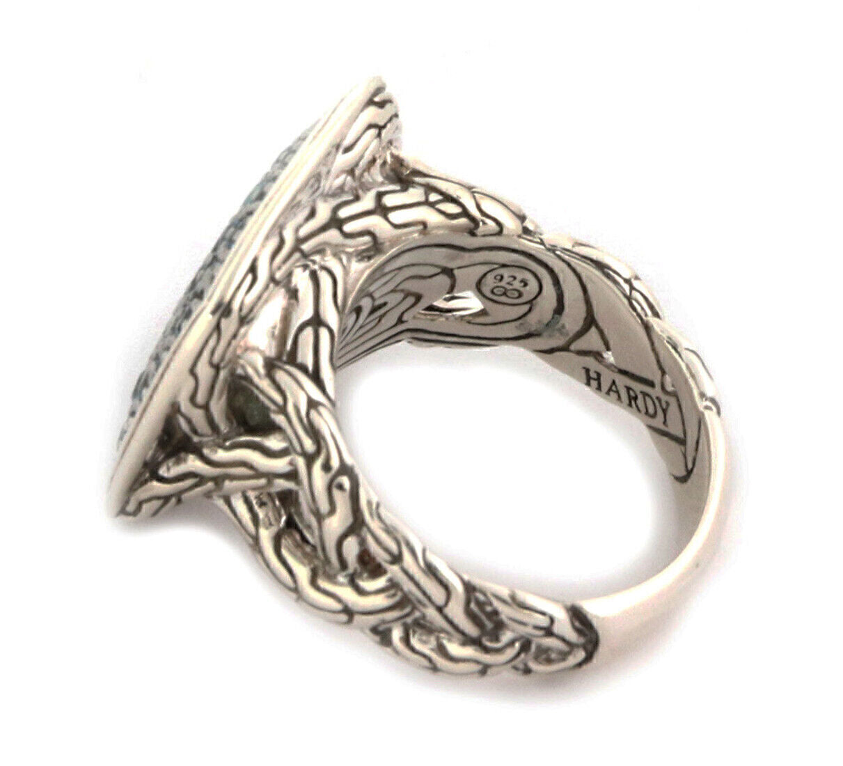 John Hardy Classic Chain Blue Topaz Sterling Silver Ring - Size 7