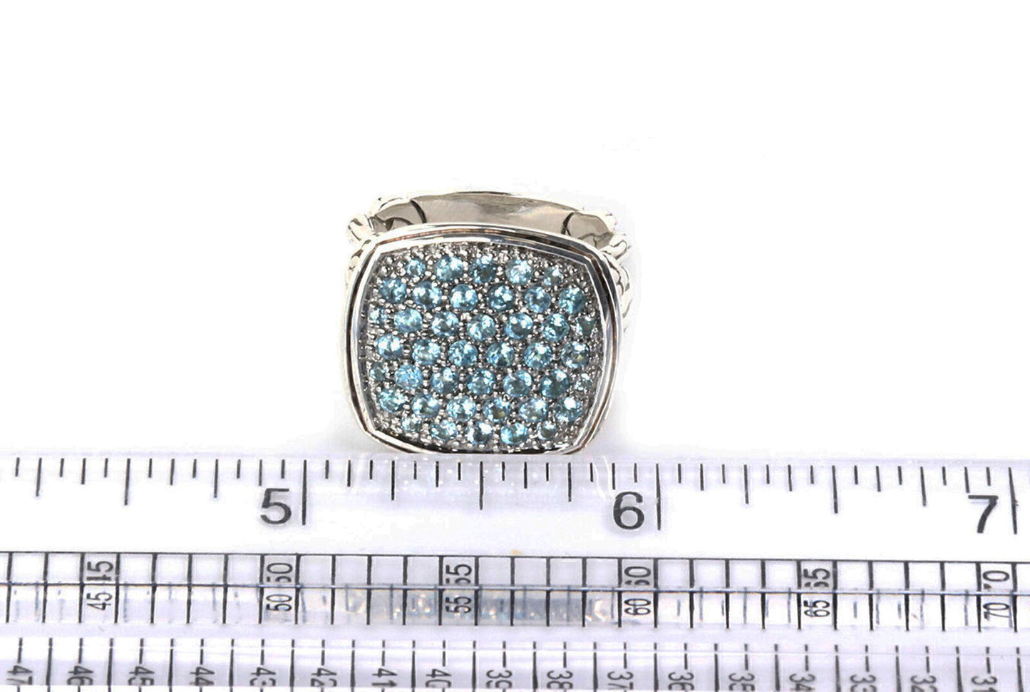 John Hardy Classic Chain Blue Topaz Sterling Silver Ring - Size 7