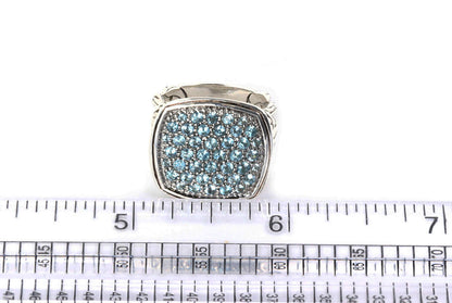 John Hardy Classic Chain Blue Topaz Sterling Silver Ring - Size 7