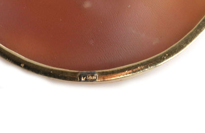 Large Carved Shell 18k Yellow Gold Cameo Pendant