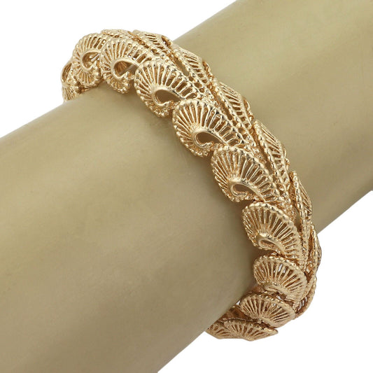 Fancy Open 15mm Wide 14k Yellow Gold Swirl Link Bracelet