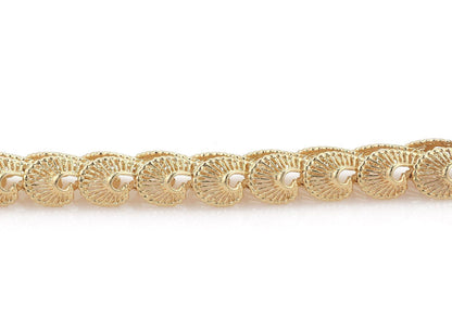 Fancy Open 15mm Wide 14k Yellow Gold Swirl Link Bracelet