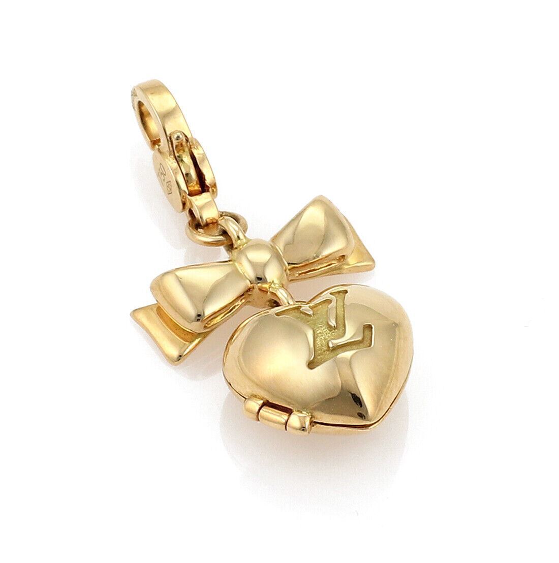 Louis Vuitton Heart & Bow Locket 18k Yellow Gold Charm Pendant