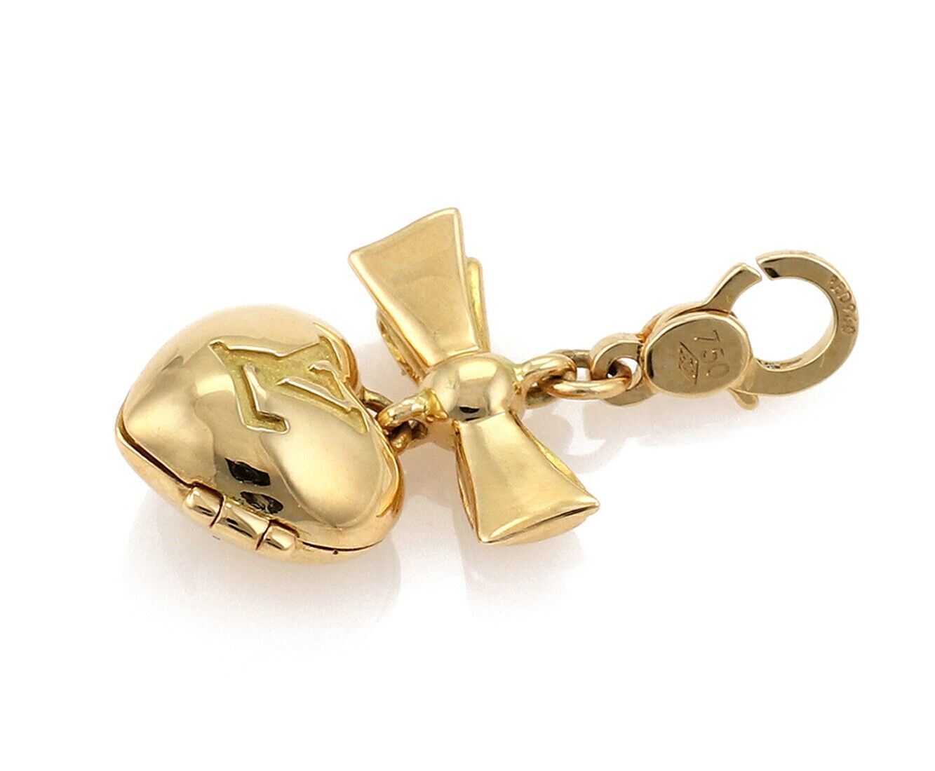 Louis Vuitton Heart & Bow Locket 18k Yellow Gold Charm Pendant