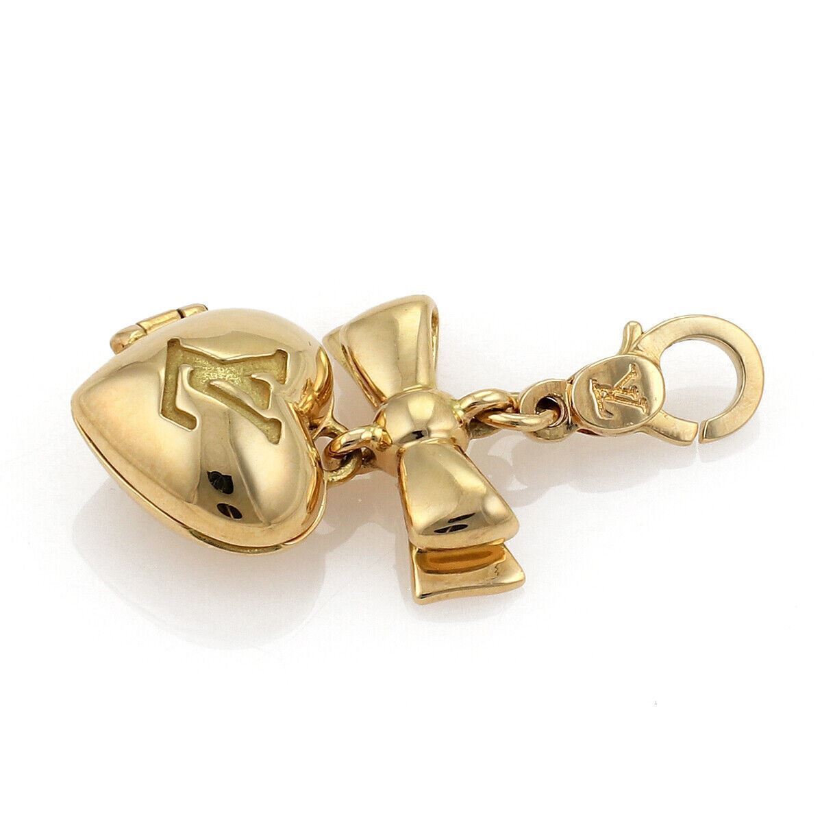 Louis Vuitton Heart & Bow Locket 18k Yellow Gold Charm Pendant