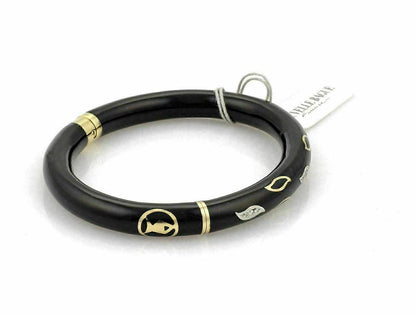 Nouvelle Bague Diamond Black Enamel 18k Two Tone Gold & Sterling Bangle Bracelet