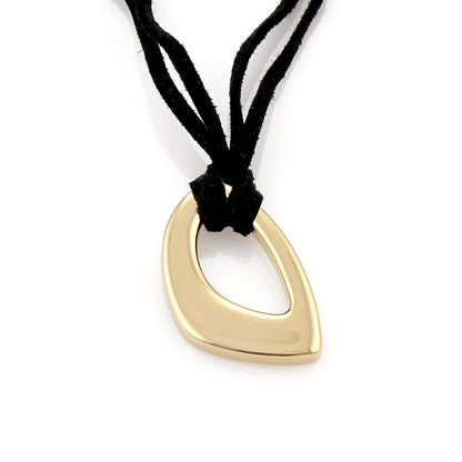 Open 18k Yellow Gold Pendant & Suede Cord Necklace