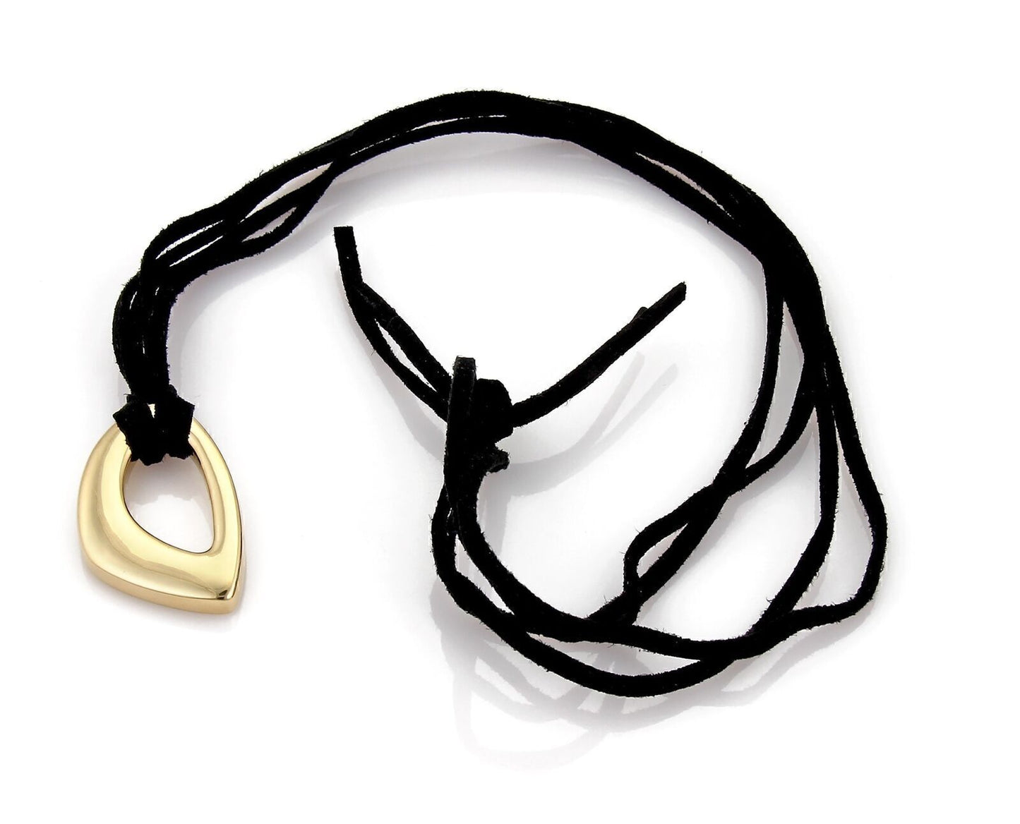 Open 18k Yellow Gold Pendant & Suede Cord Necklace