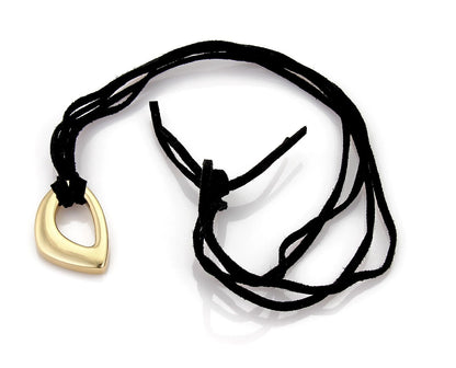 Open 18k Yellow Gold Pendant & Suede Cord Necklace