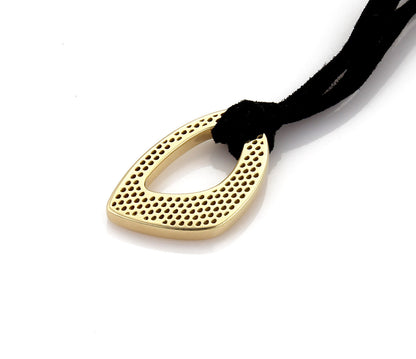 Open 18k Yellow Gold Pendant & Suede Cord Necklace
