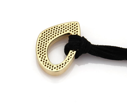 Open 18k Yellow Gold Pendant & Suede Cord Necklace