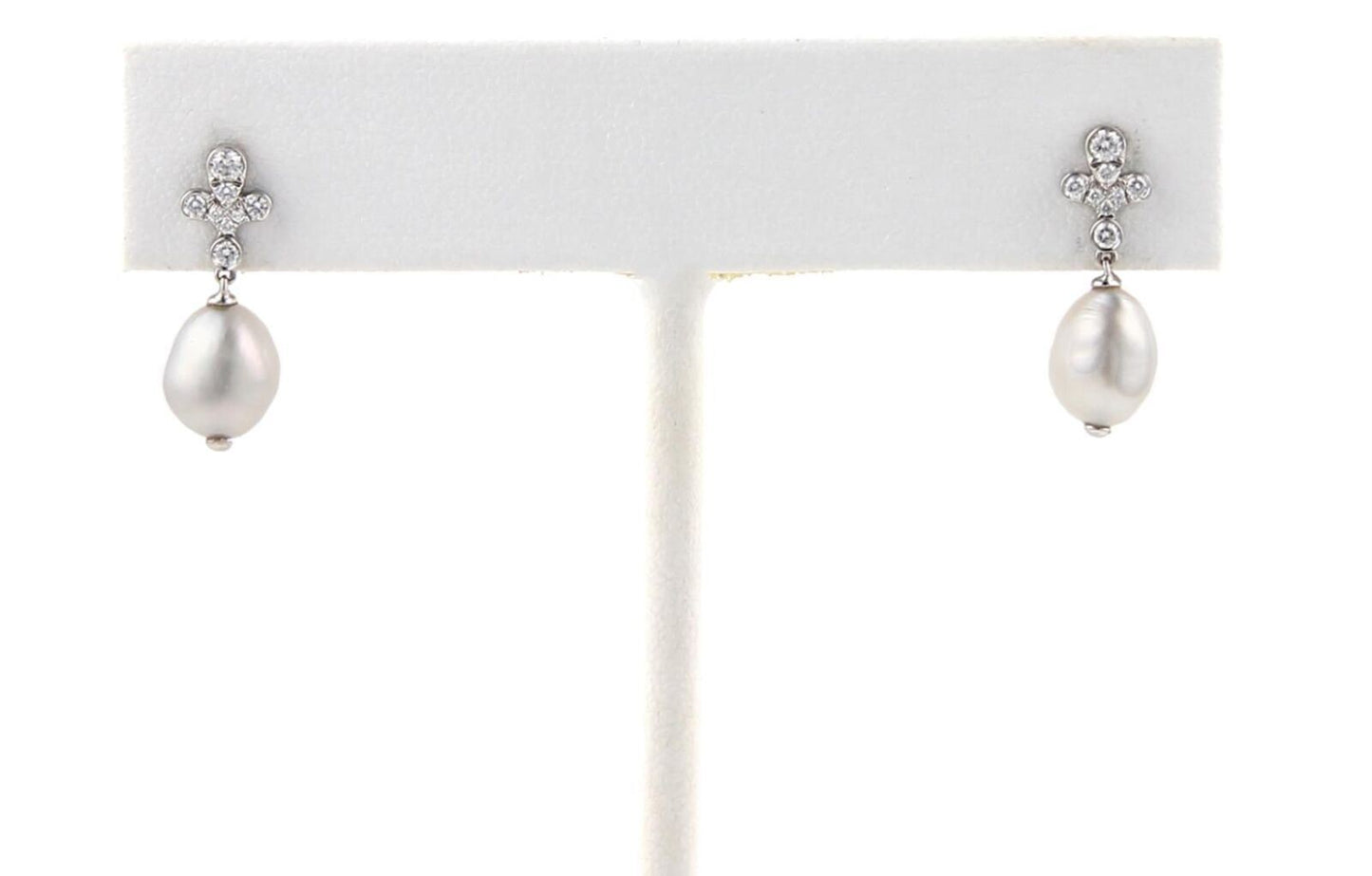 Tiffany & Co. Fleur Diamond Keshi Pearls Platinum Dangle Earrings