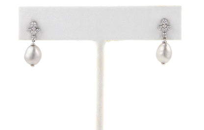 Tiffany & Co. Fleur Diamond Keshi Pearls Platinum Dangle Earrings