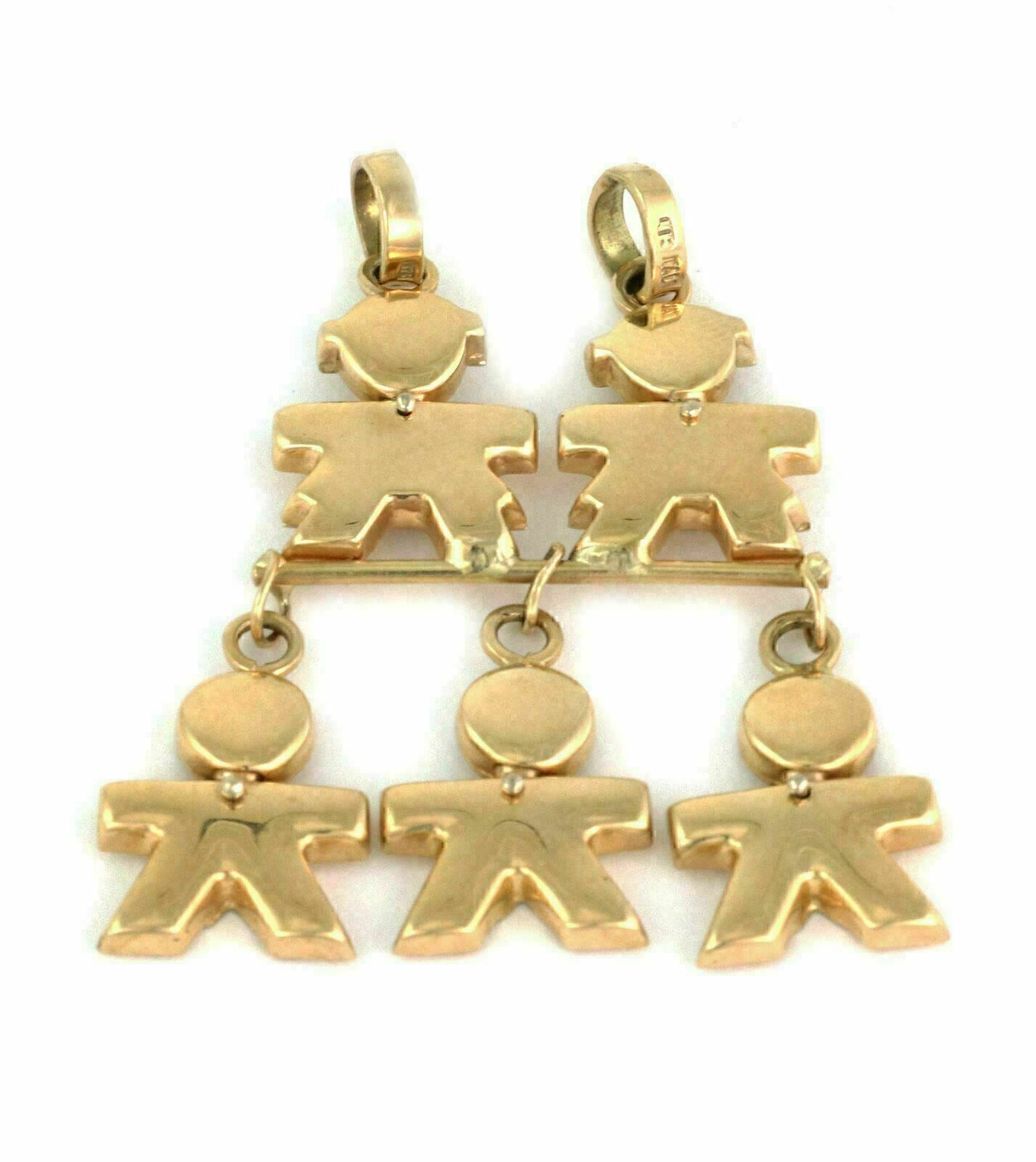 Five Kids Dangling 14k Yellow Gold Charm Pendant