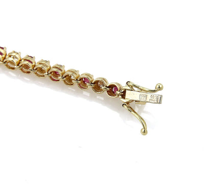 Diamond & Ruby 14k Yellow Gold Tennis Bracelet 7.25"