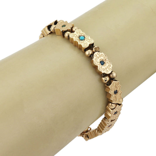 Multicolor Gems 14k Yellow Gold Slide Bracelet