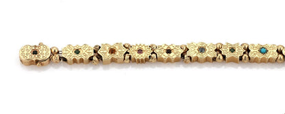 Multicolor Gems 14k Yellow Gold Slide Bracelet