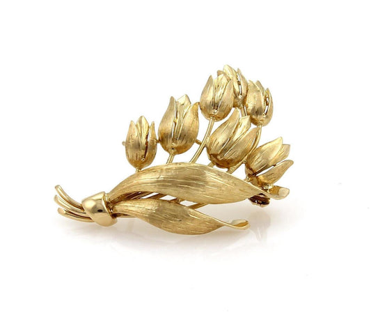 Tiffany & Co. Tulip Flowers Bouquet  18k Yellow Gold Brooch Pin