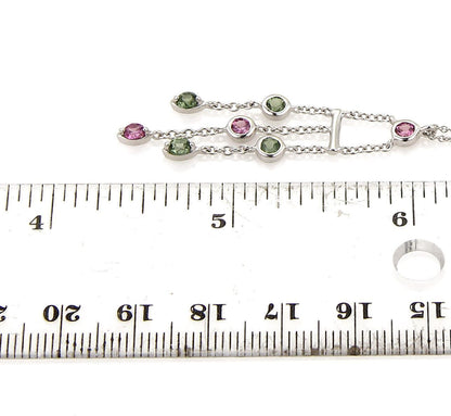 Tiffany & Co. Sapphire & Tourmaline Triple Strand 18k White Gold Pendant Necklace