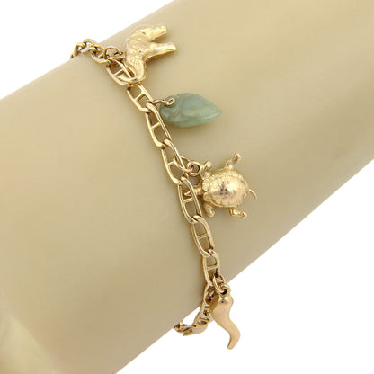 Jadeite 14k Yellow Gold Assorted Seven Charms Bracelet