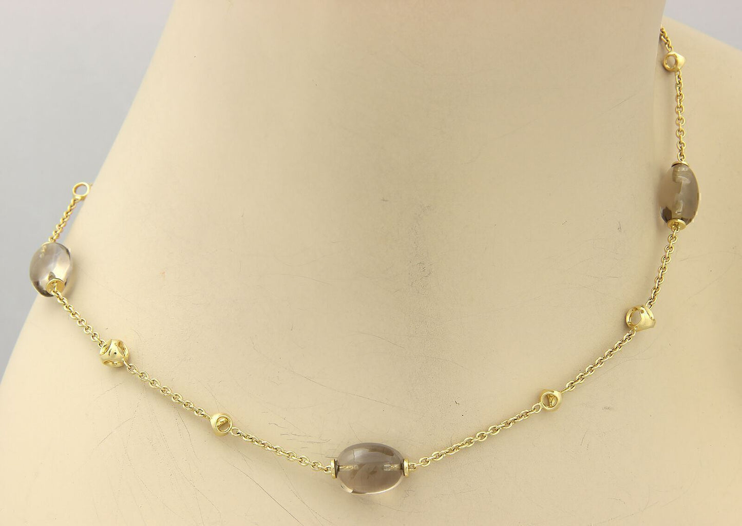 Di Modolo Smoky Quartz 18k Yellow Gold Beaded Necklace 18" Long