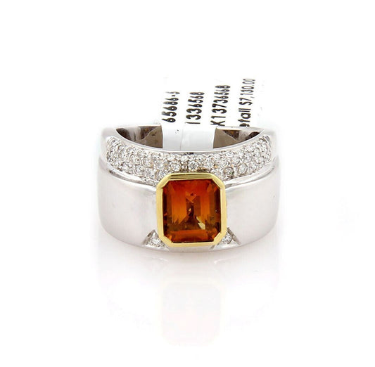 Koesis 2.85ct Emerald Citrine & Diamond 18k Gold Ring - Size 7