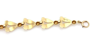 Retro Leaf & Bead 14k Yellow Gold Link Bracelet