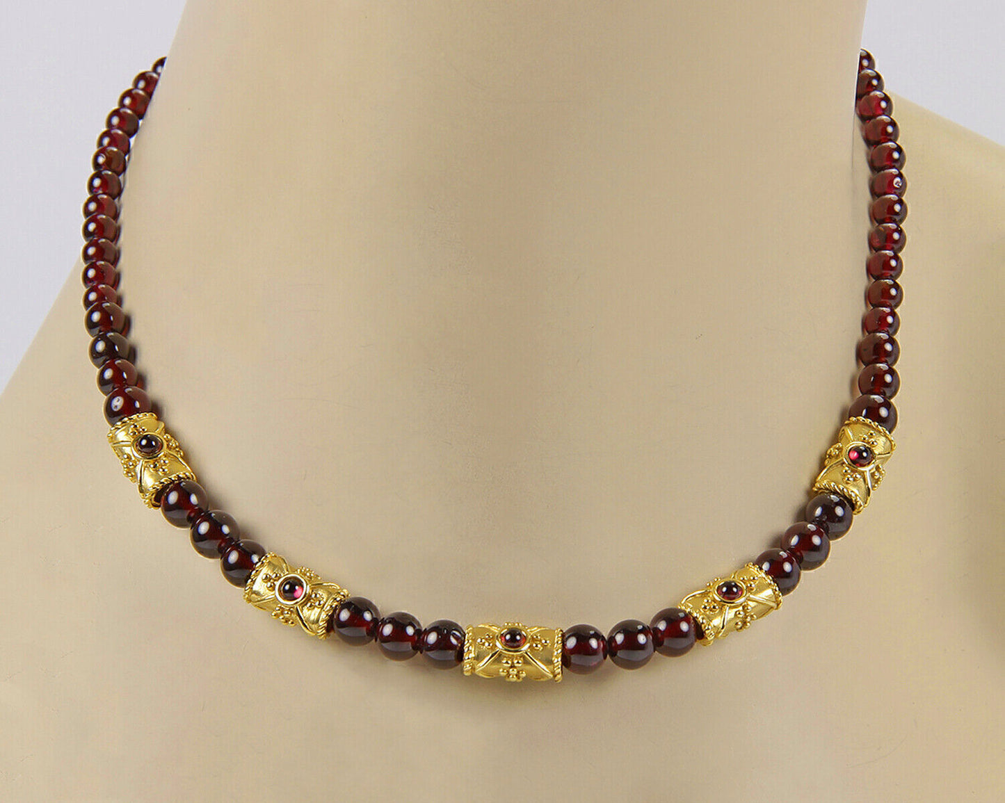 Rhodolite Beaded 14k Yellow Gold Necklace Bracelet Set