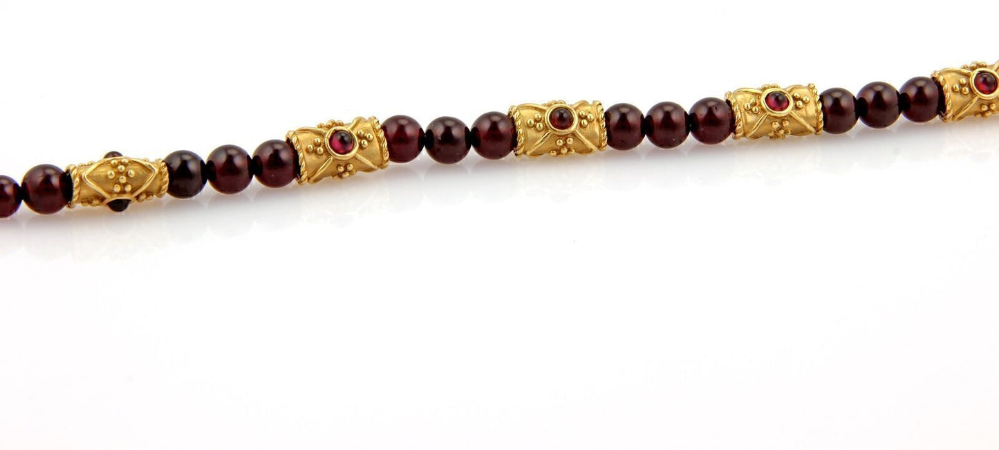 Rhodolite Beaded 14k Yellow Gold Necklace Bracelet Set