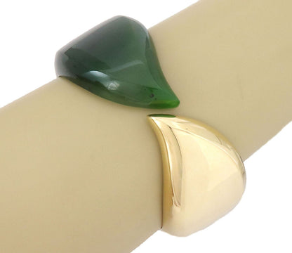 Tiffany & Co. Elsa Peretti Green Jade 18k Yellow Gold Cuff Bangle Bracelet