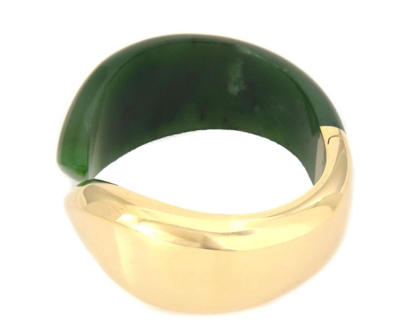 Tiffany & Co. Elsa Peretti Green Jade 18k Yellow Gold Cuff Bangle Bracelet