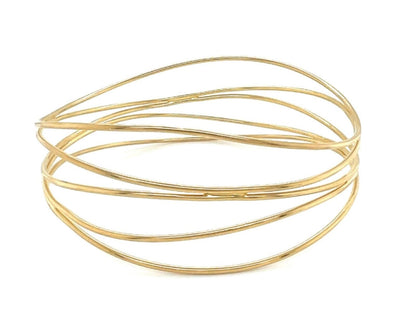 Tiffany & Co. Peretti 18k Yellow Gold 5 Rows Wire Wave Bangle Bracelet