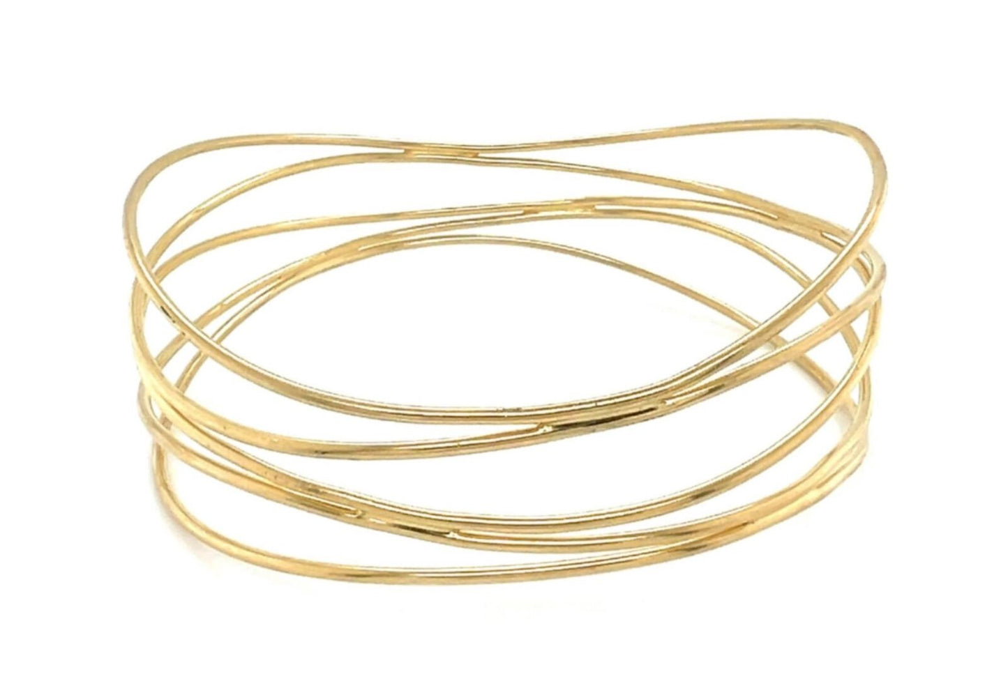 Tiffany & Co. Peretti 18k Yellow Gold 5 Rows Wire Wave Bangle Bracelet