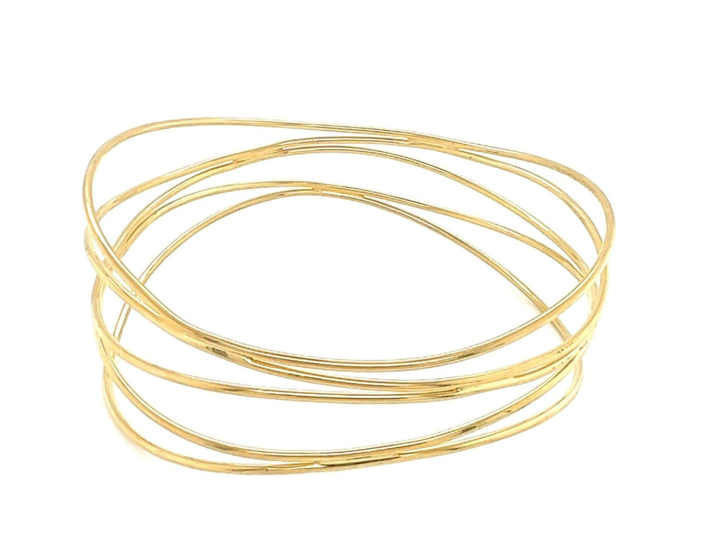 Tiffany & Co. Peretti 18k Yellow Gold 5 Rows Wire Wave Bangle Bracelet
