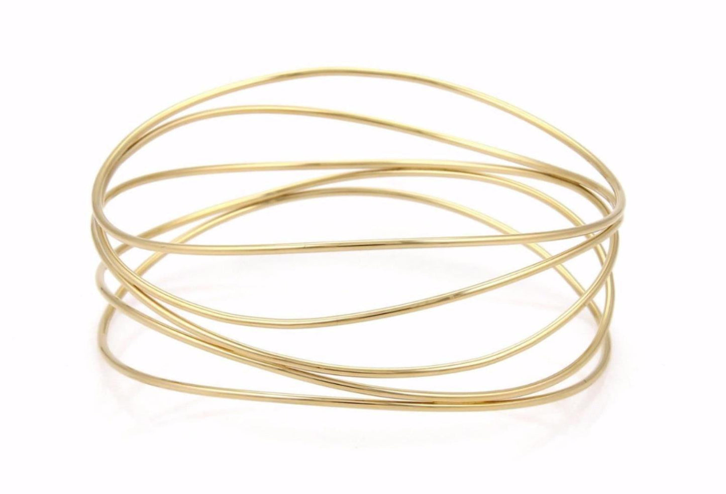 Tiffany & Co. Peretti 18k Yellow Gold 5 Rows Wire Wave Bangle Bracelet