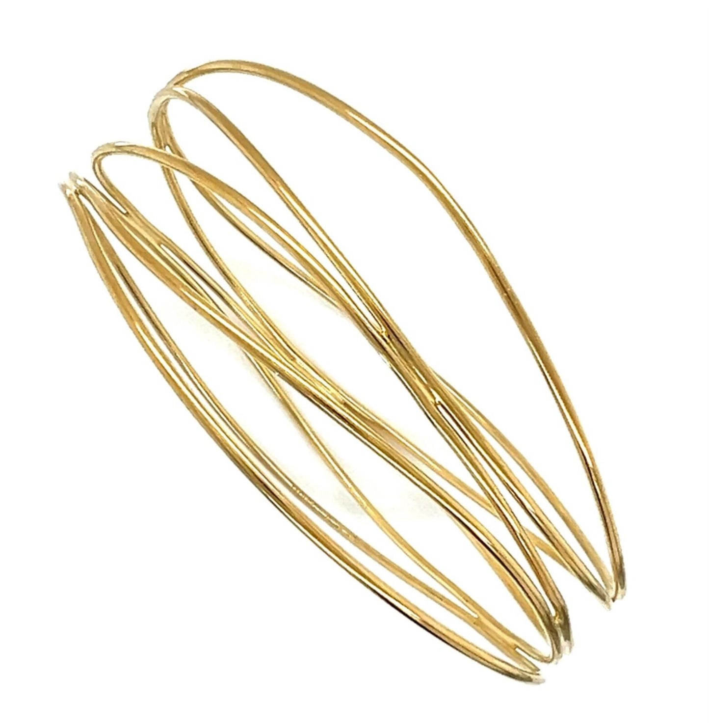 Tiffany & Co. Peretti 18k Yellow Gold 5 Rows Wire Wave Bangle Bracelet