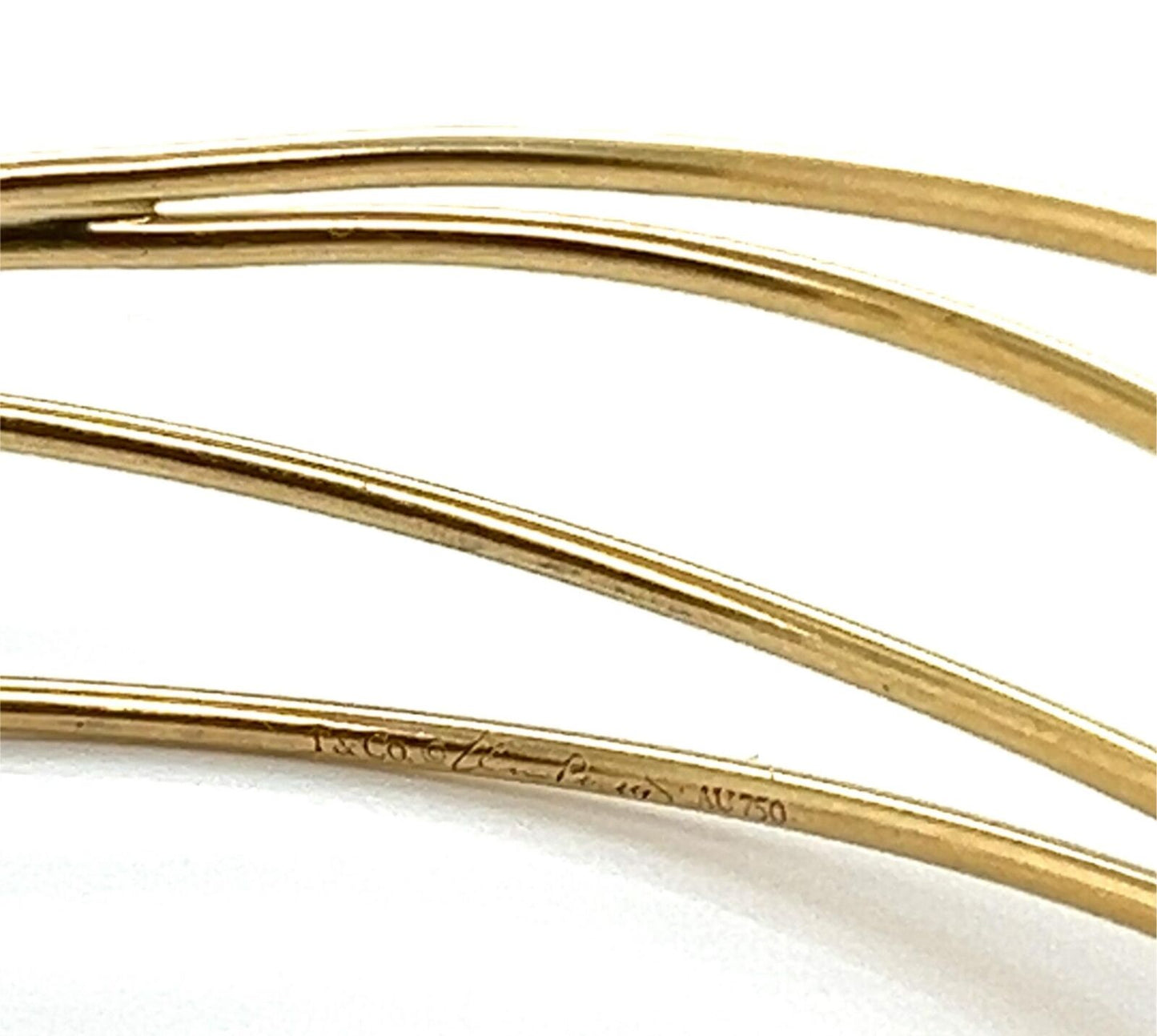 Tiffany & Co. Peretti 18k Yellow Gold 5 Rows Wire Wave Bangle Bracelet