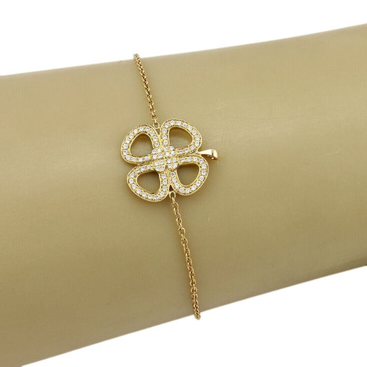 Victoria Casal Diamond 18k Yellow Gold 4 Clover Leaf Charm Bracelet